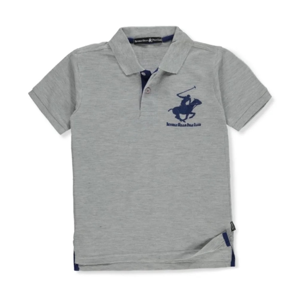 Beverly Hills Polo Club Boys Crest' Polo Shirt - Heather Navy Sz 4